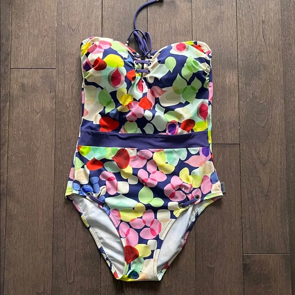 SHAN rainbow abstract one piece swimsuit, size 10 *as is - Picture 1 of 9